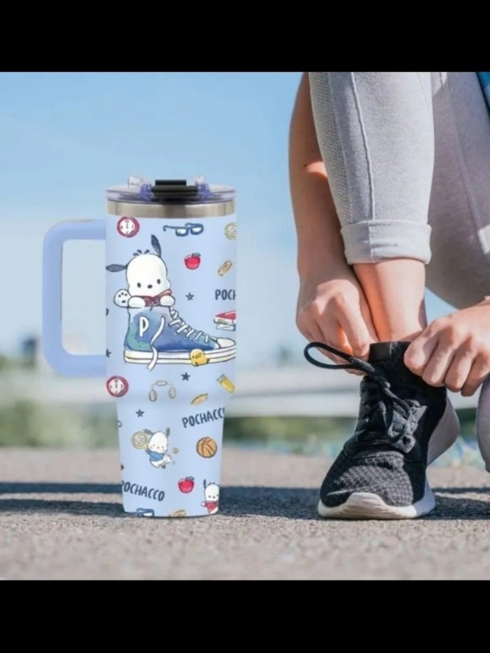 Sanrio Pochacco Blue and White 40oz Travel Tumbler